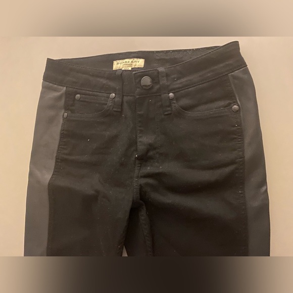Burberry black jeans with leather along the side of each leg. Size 27. - Picture 3 of 4